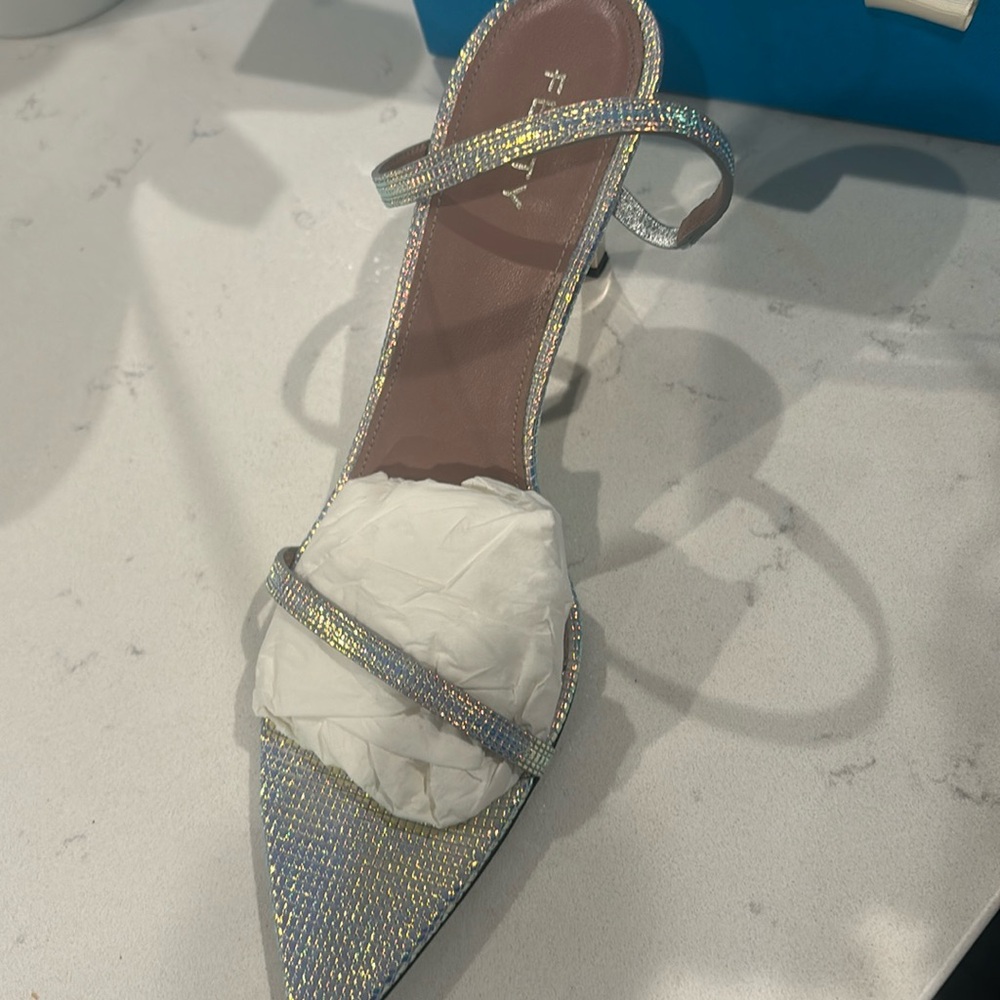Unique Fenty Holographic Silver Sandal size 7.5